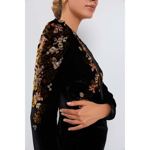 SALONI Black and Rosebay Jinx C Velvet Dress NWT 2 Tuckernuck $795 - Picture 4 of 5